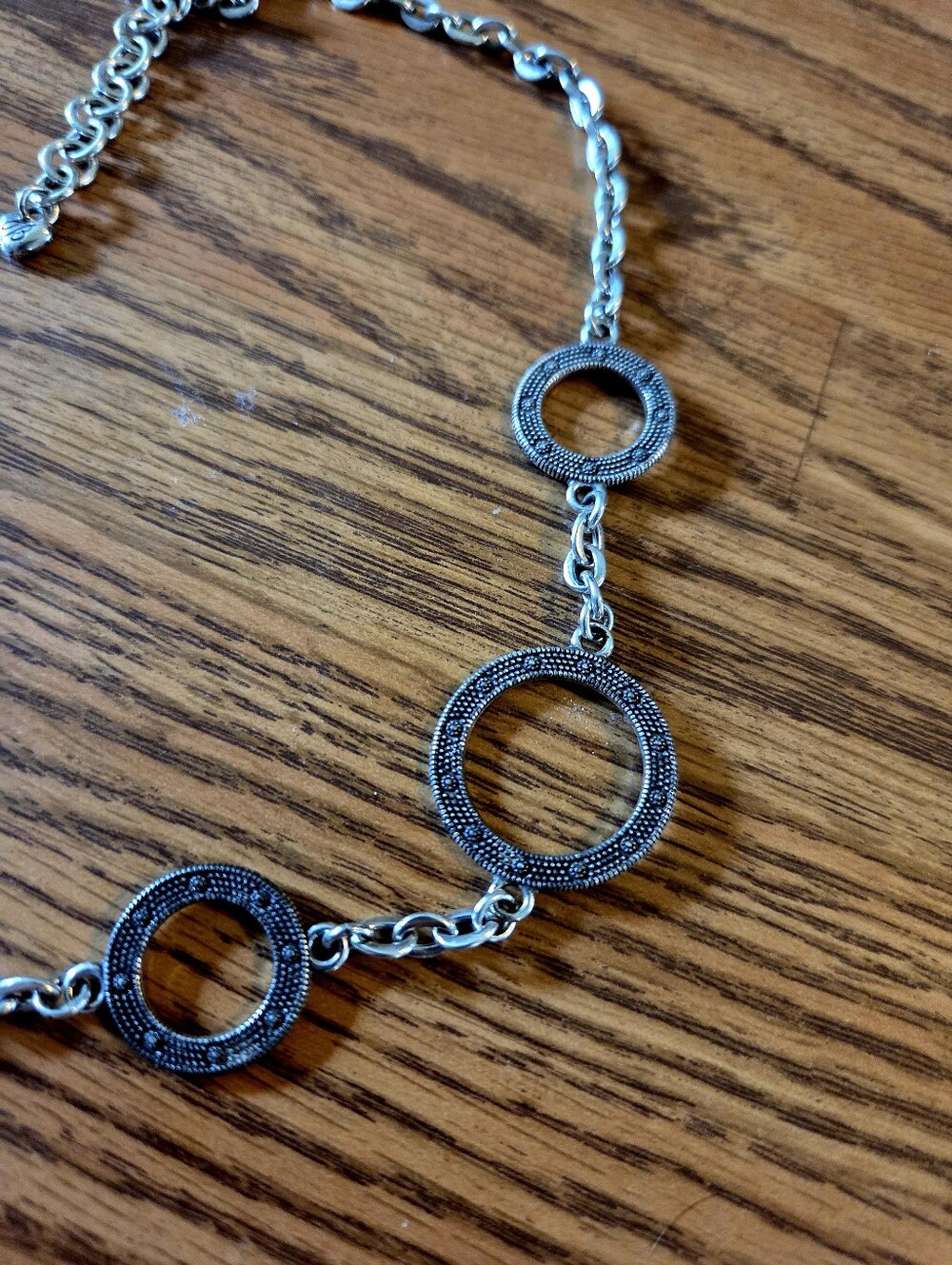BRIGHTON "Townsend" Silver Textured Circle Cut-out Vintage Necklace. WHIMSYGOTH! - Picture 2 of 11